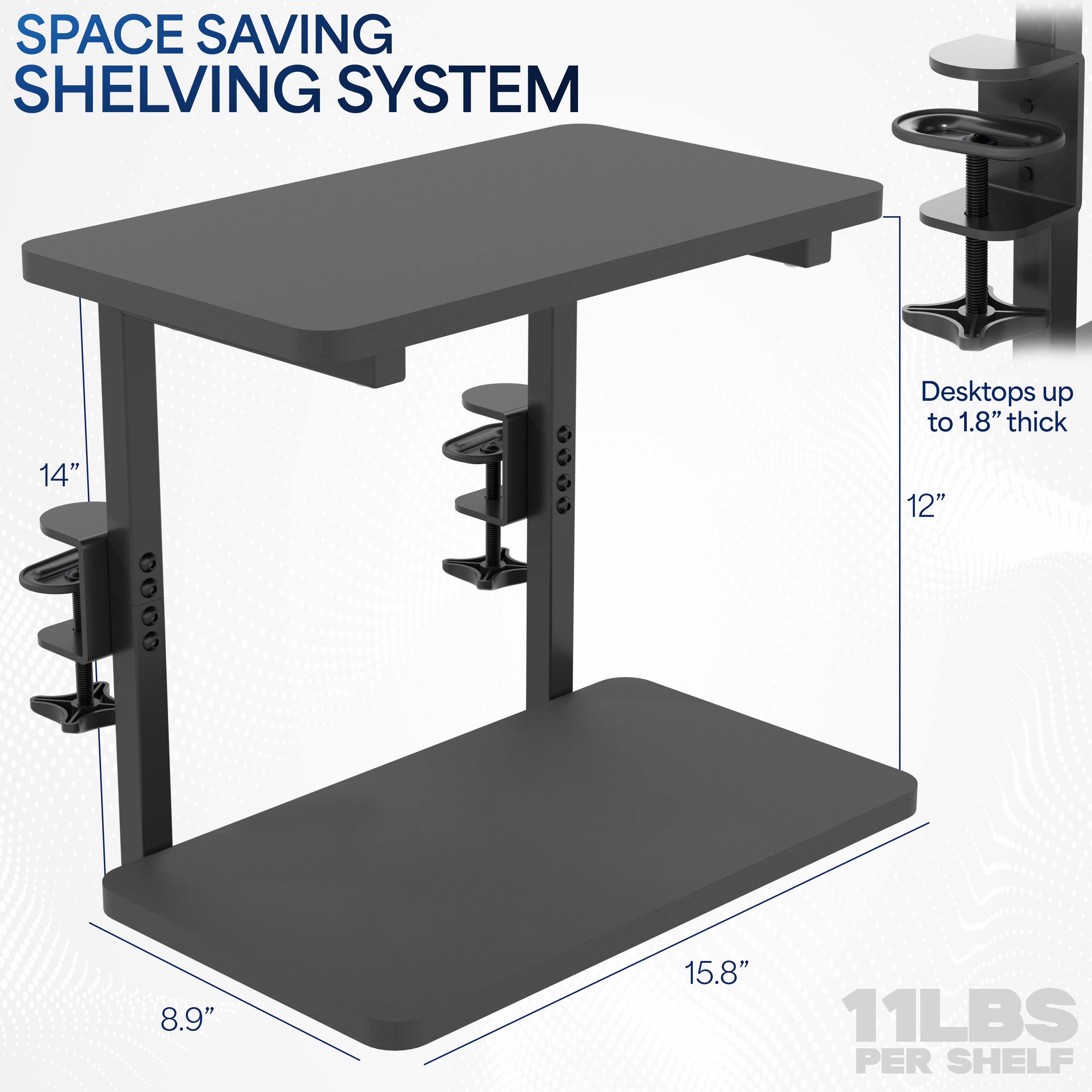 Black Clamp-on 16" Flexible Shelving System