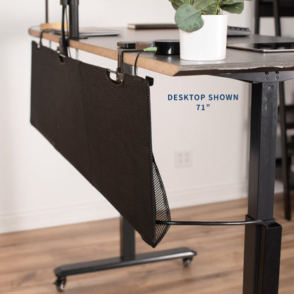 Durable clamp-on desk skirt for extra storage and cord management.