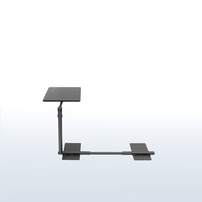 Height adjustable swivel couch desk for eating or for working on a laptop.