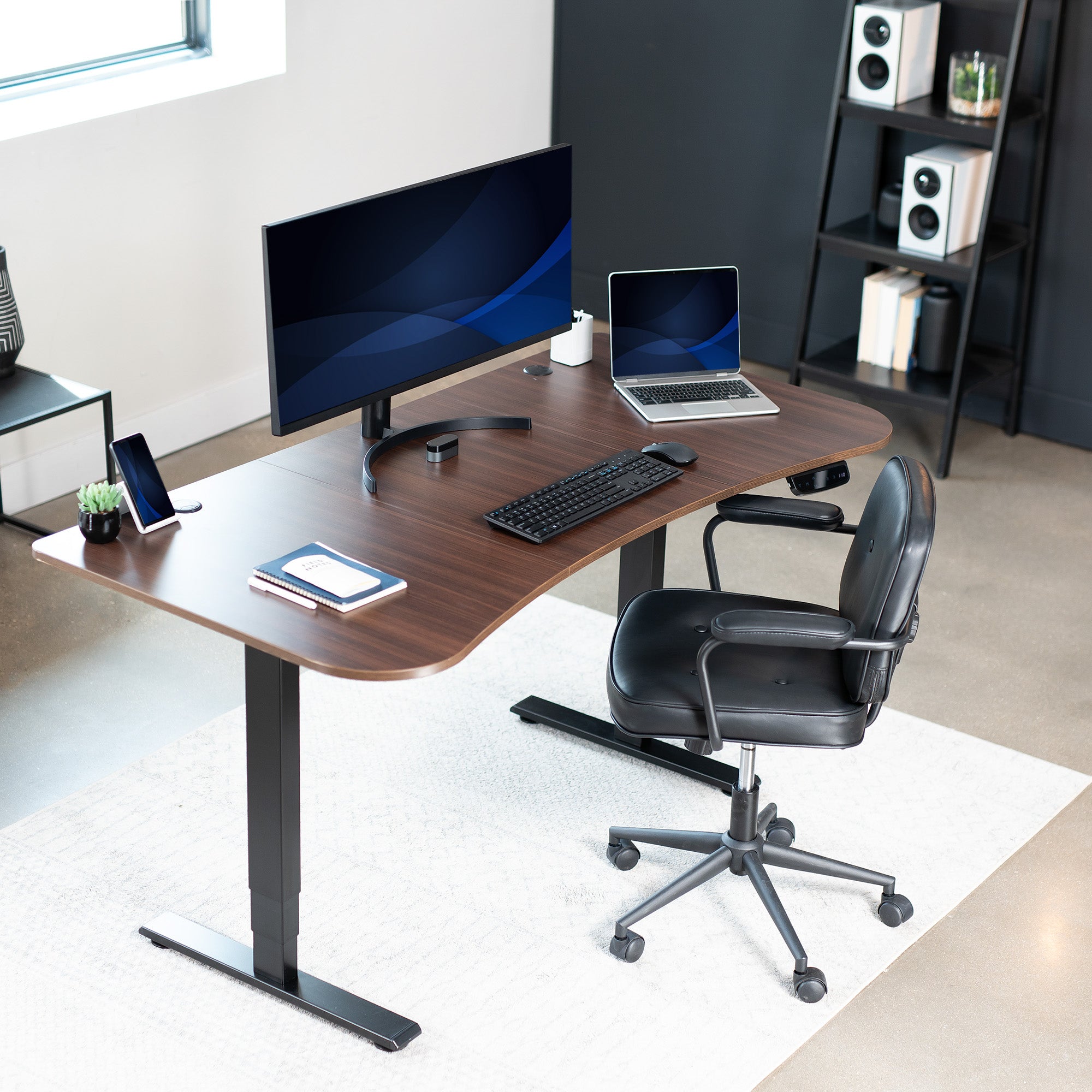 Sturdy desktop tabletop for ergonomic workstation.