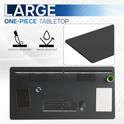 Large one-piece tabletop with scratch-resistant and water-resistant features on a white background.