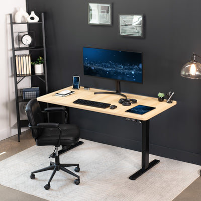 Wide sturdy desk tabletop for office workstation.