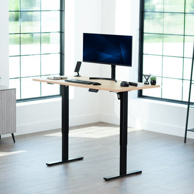 Sturdy desk tabletop for sit or stand electric or manual desk frames.