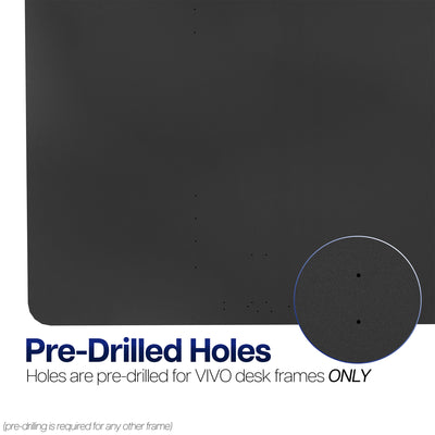 Black desktop with pre-drilled holes for VIVO frames on a white background