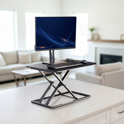 Heavy-duty height adjustable desk converter monitor riser.