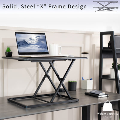 Sturdy steel construction with an X-frame design to safely elevate your laptop.