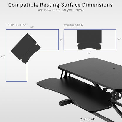 Sturdy height adjustable 2-tiered desk riser for ergonomic office workstation.