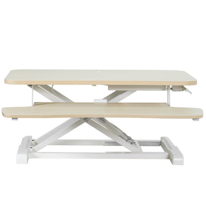 Sturdy height adjustable 2-tiered desk riser for ergonomic office workstation.