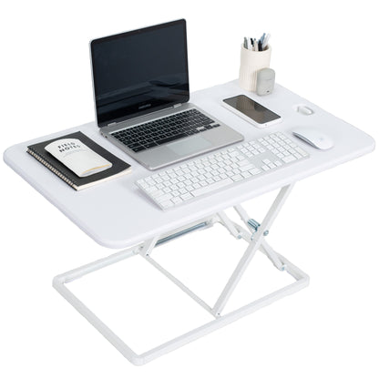 Heavy-duty height adjustable desk converter monitor riser.