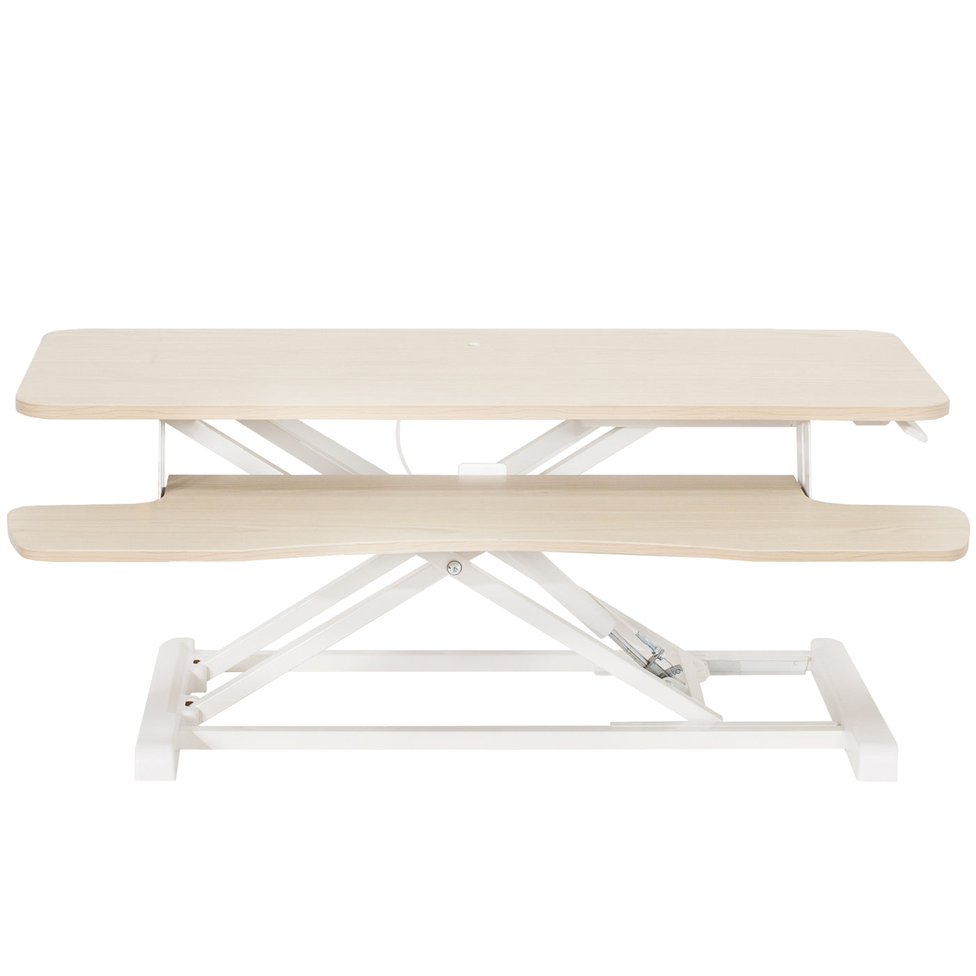Sturdy height adjustable 2-tiered desk riser for ergonomic office workstation.