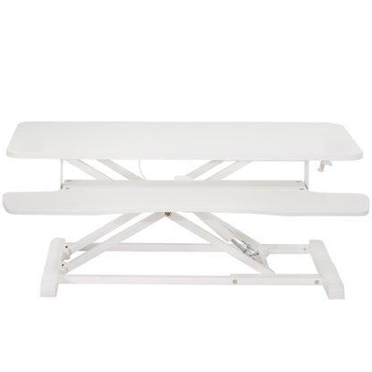 Sturdy height adjustable 2-tiered desk riser for ergonomic office workstation.