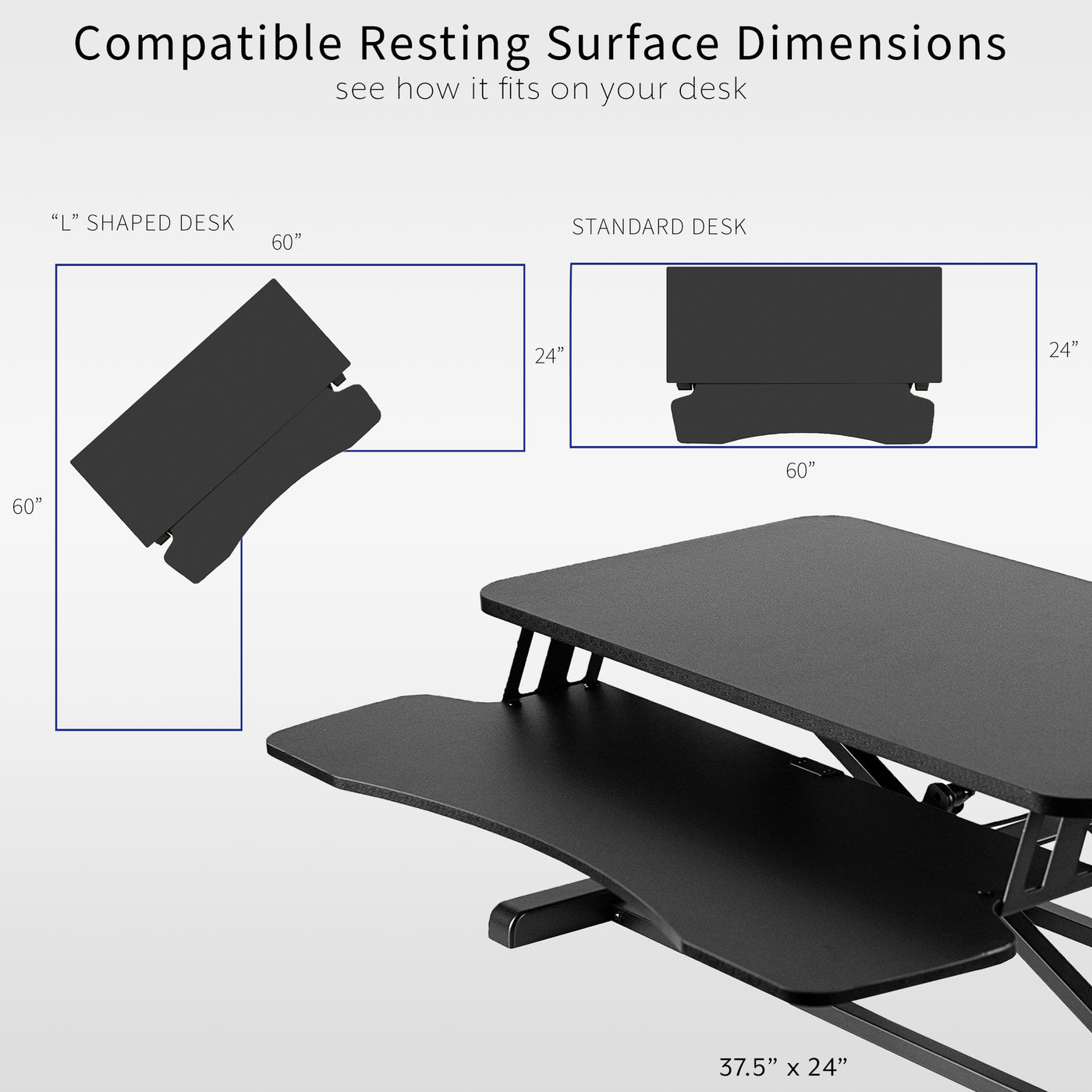 Compatible on a variety of tabletop desk frame structures.