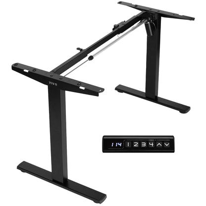 Sturdy ergonomic sit or stand desk frame for active workstation with adjustable height using smart control panel.