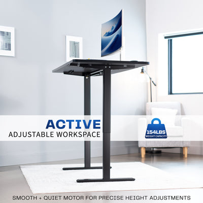 Sturdy ergonomic sit to stand desk frame for active workstation with adjustable height and 2 button controller