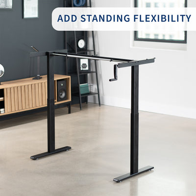 Manual Height Adjustable Stand Up Desk Frame Crank Ergonomic System
