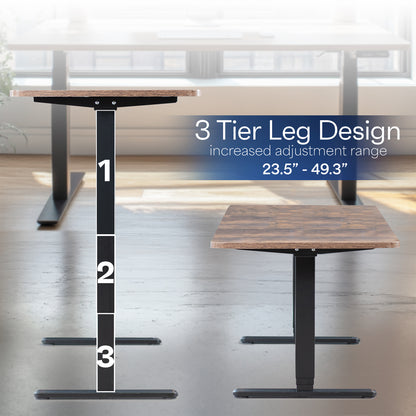 Sit or stand on demand throughout the busy day with this solid frame featuring dual thermal motors and 3-stage telescopic height adjustment.