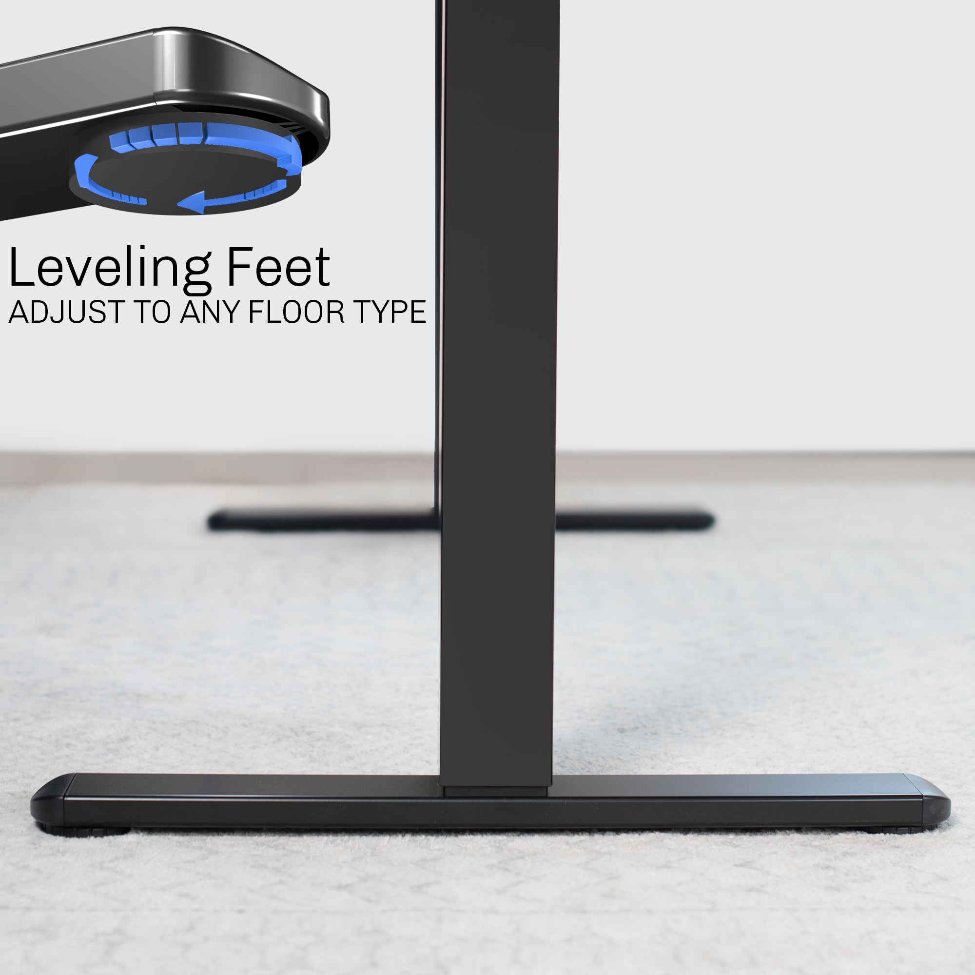 Leveling feet to adapt to any floor surface.