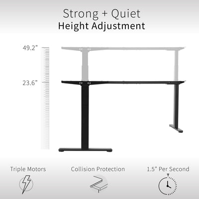 Large L-shaped desk with height adjustment.