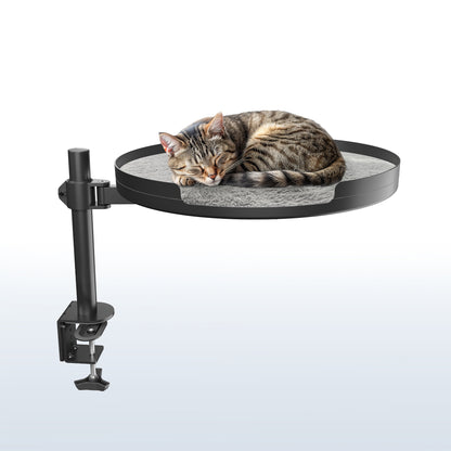 Clamp-on cat bed gives your kitty a comfortable place to rest off of the desk surface.