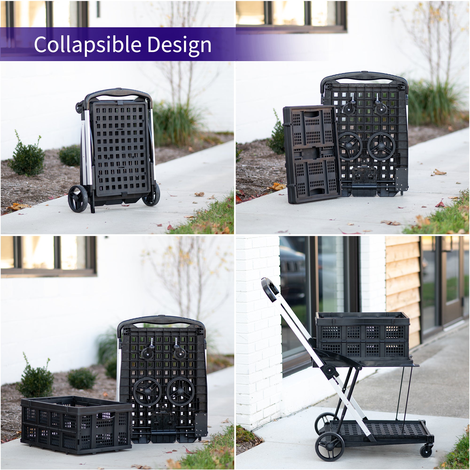 Convenient mobile collapsible shopping cart.