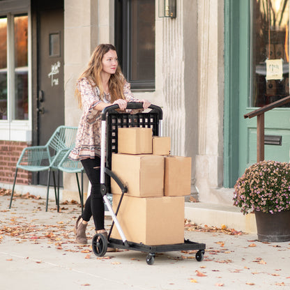 Convenient mobile collapsible shopping cart.