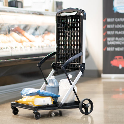 Convenient mobile collapsible shopping cart.