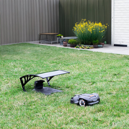 Shade covering for robotic lawnmowers to protect from the elements.