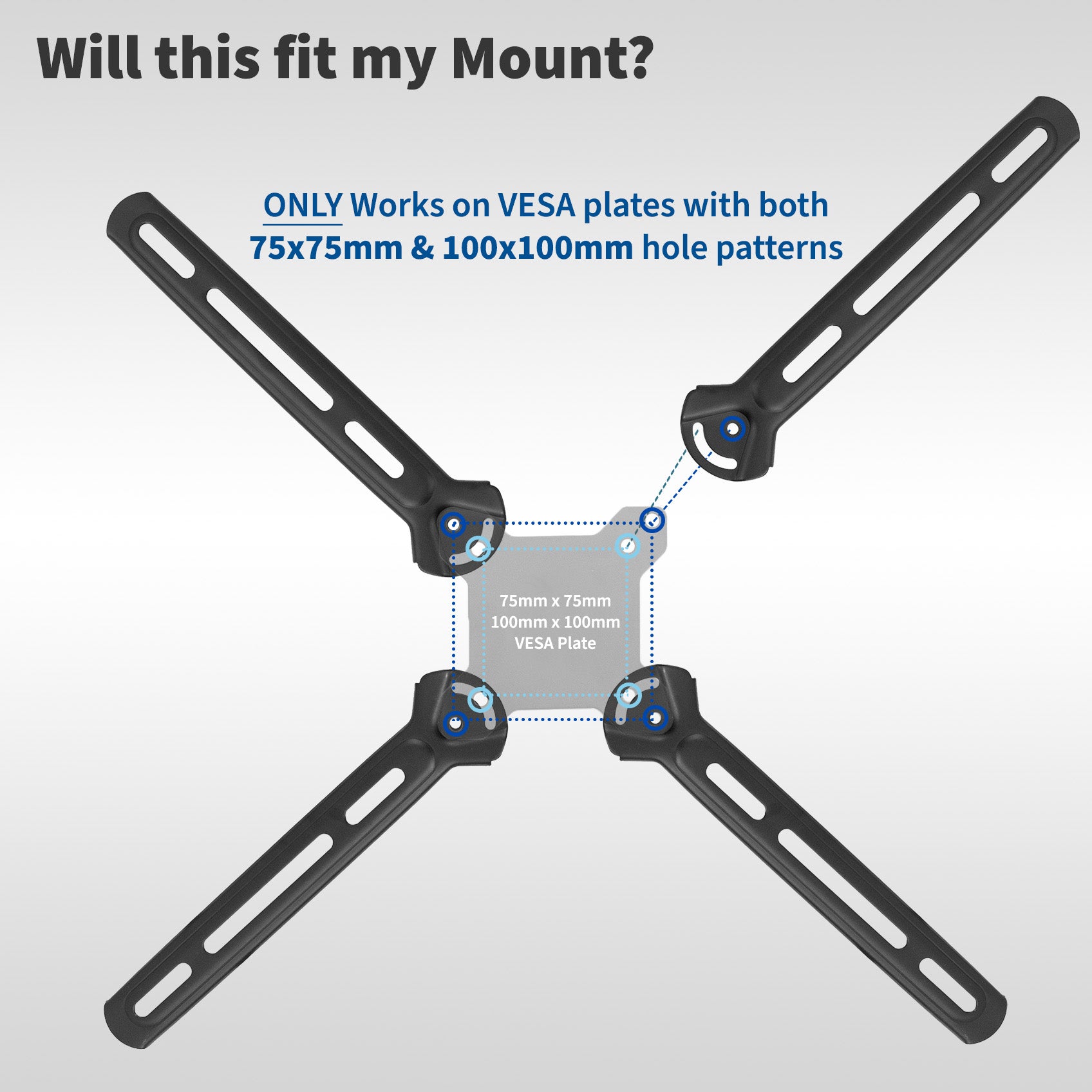 Sturdy VESA LCD screen adapter.