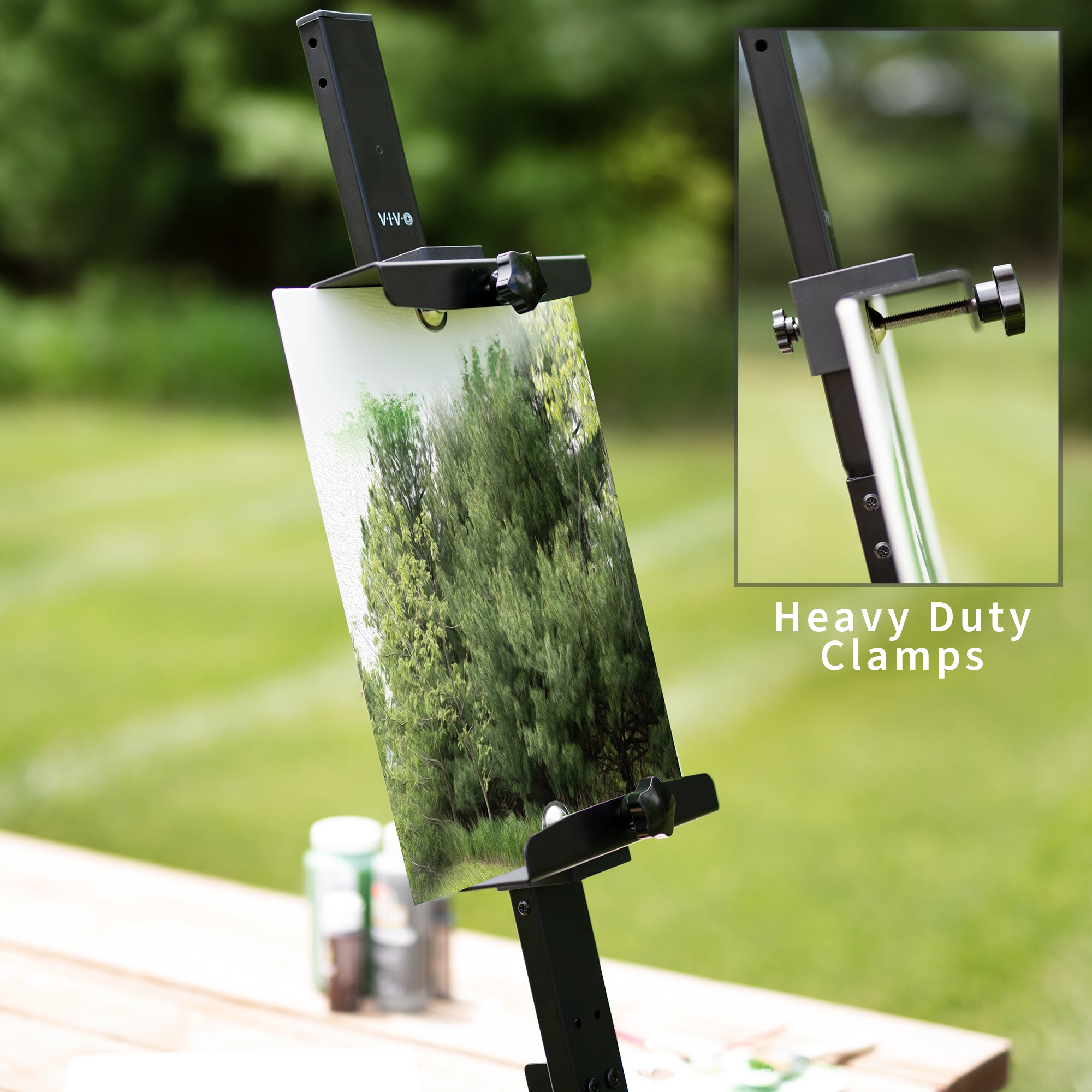 Clamp-on Art Easel Desk Mount, Holds 3 to 30 inch Canvas Sizes, Adjustable Easel Stand for Painting Canvases, Height Adjustment and Tilt