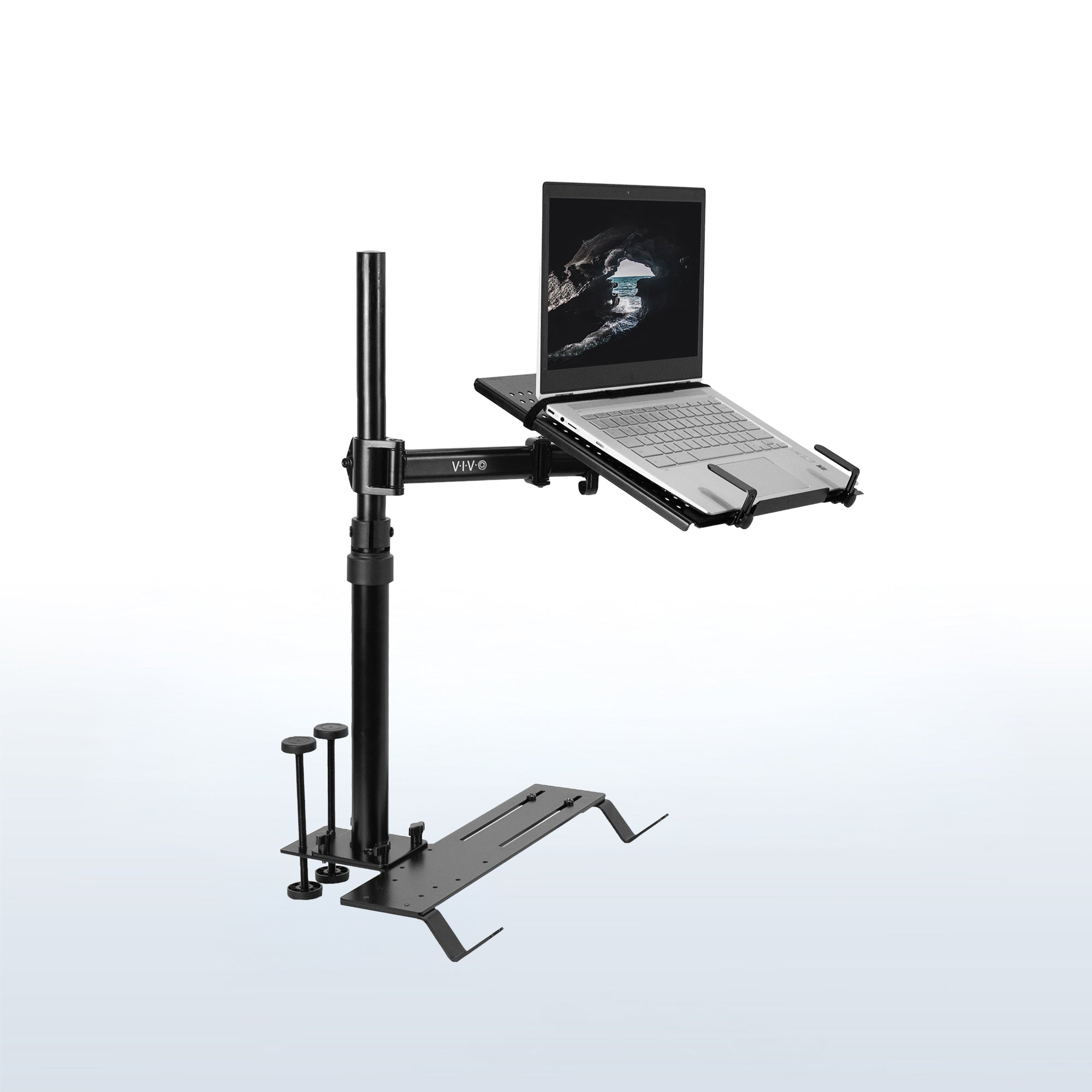  Perfect for on-the-go use, this car laptop stand anchors to the seat bolts on the passenger side chair, providing a secure and sturdy workstation. 