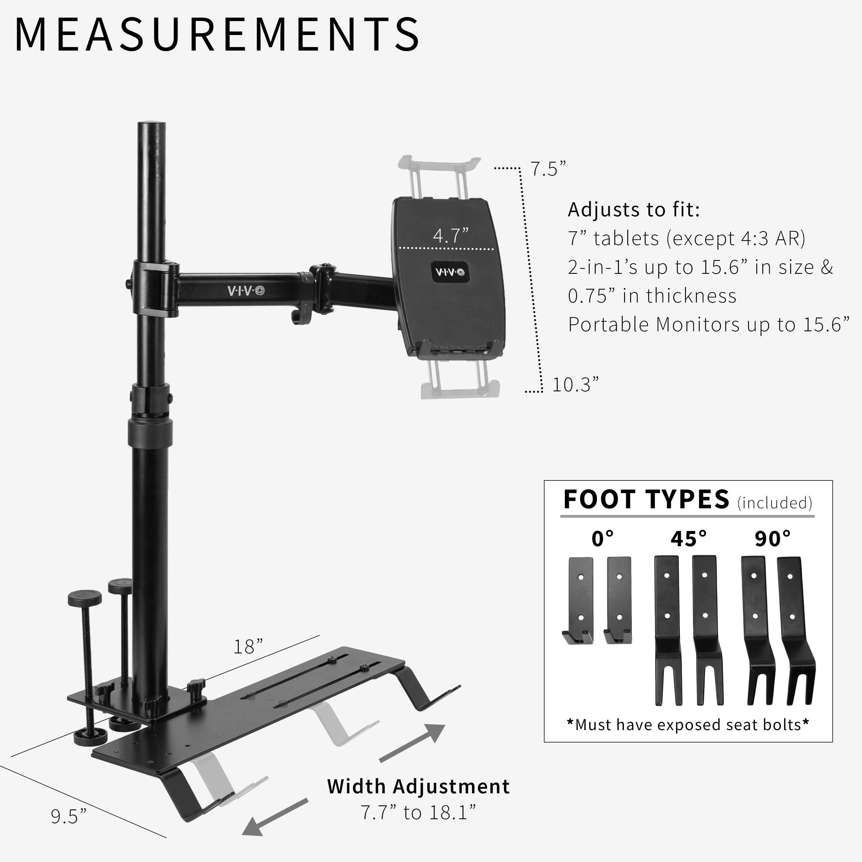 Perfect for on-the-go use, this car tablet stand anchors to the seat bolts on the passenger side chair, providing a secure and sturdy workstation.