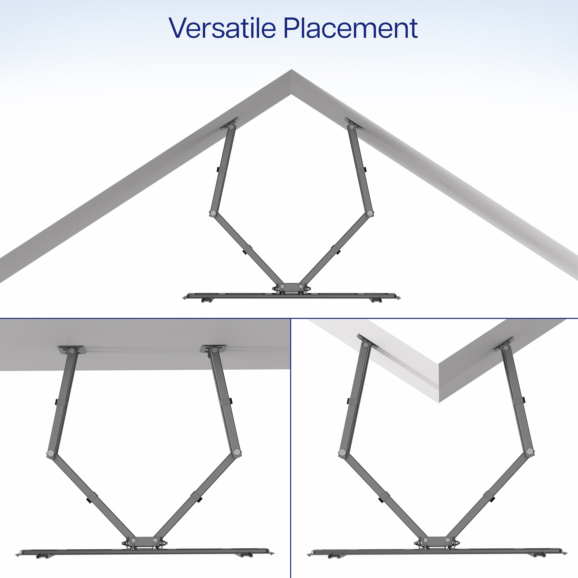 Sturdy corner wall mount for TV with tilt and swivel and versatile placement. 