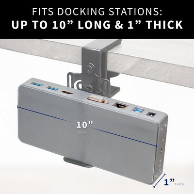 Docking station adapter with measurement details on a white background