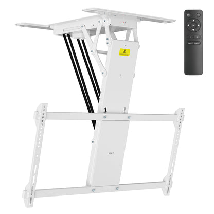 Electric Flip Down Ceiling TV Mount holds large TV's and features dual motors for effortless adjustment.