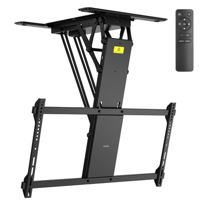 Electric Flip Down Ceiling TV Mount holds large TVs and features dual motors for effortless adjustment.