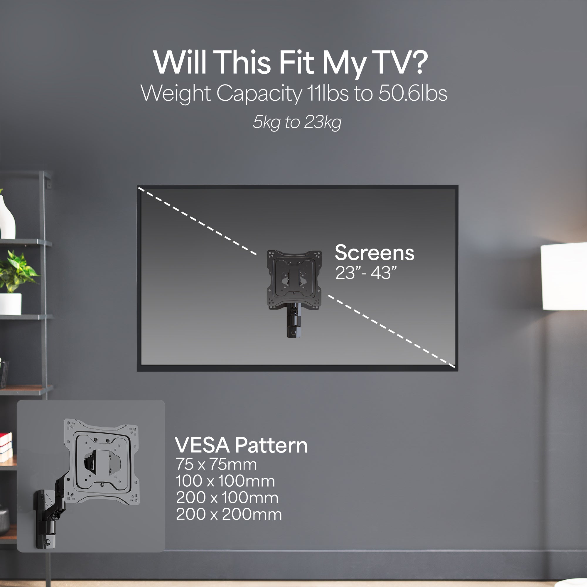 Sturdy aluminum wall mount for TV with articulation and integrated cable management.