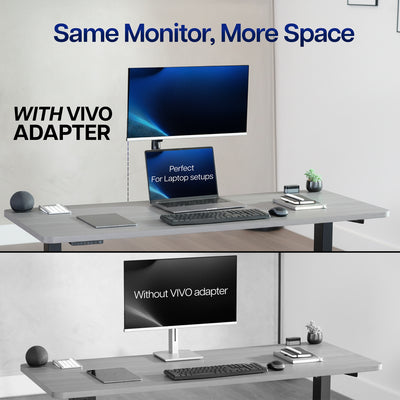 Monitor mounted using the VESA Adapter for Compatible HP Monitors to free desk space for a laptop