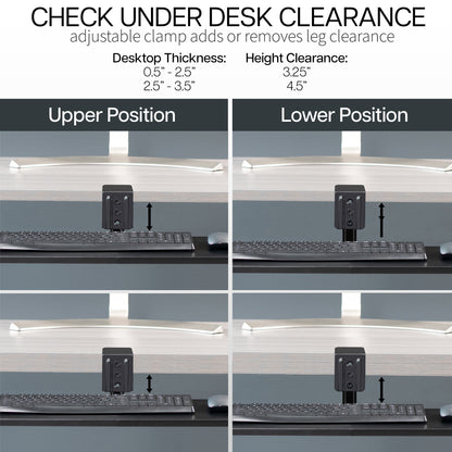 Clamp-on Rotating Computer Keyboard and Mouse Tray, Swiveling 25 x 10 inch Platform with Extra Sturdy Single Desk Clamp, Ergonomic Typing