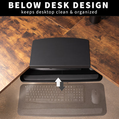 Adjustable Computer Keyboard and Mouse Platform Tray with Corner Connector