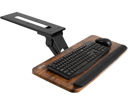 Ergonomic under desk keyboard tray mount with comfortable tilting angles for typing.