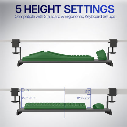 Experience a customized typing level with height-adjustable brackets.