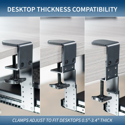 Black Clamp-on Height Adjustable Keyboard Tray with Drawer