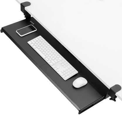 Ergonomic under desk keyboard tray mount attachment.