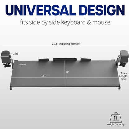 Ergonomic under desk keyboard tray mount attachment.