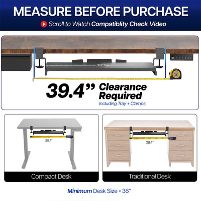 Ergonomic under desk keyboard tray mount attachment.