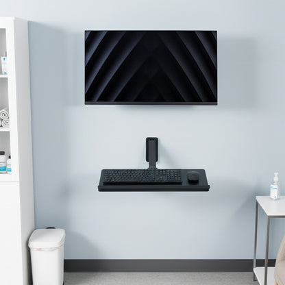 Pneumatic Wall Mounted Keyboard Tray in medical space setting