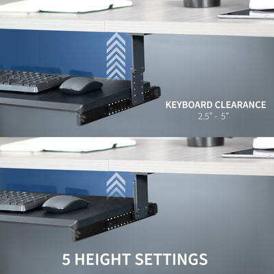 Black Under Desk Height Adjustable Keyboard Tray