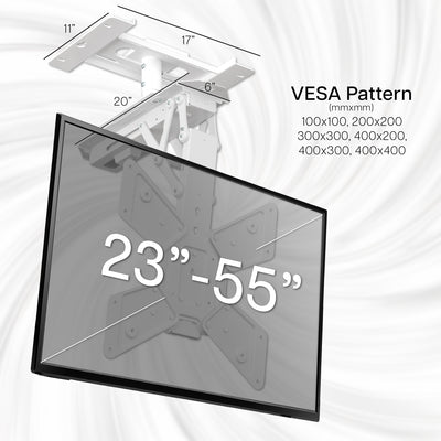 TV mount with VESA pattern and screen size range displayed