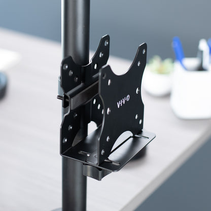 Sturdy steel multi-functional PC mount for under desk, pole, or behind monitor VESA mounting.