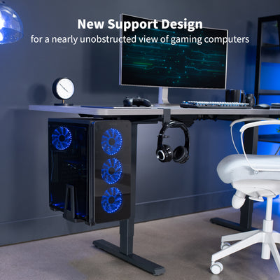 Heavy-duty adjustable space efficient under desk PC mount.